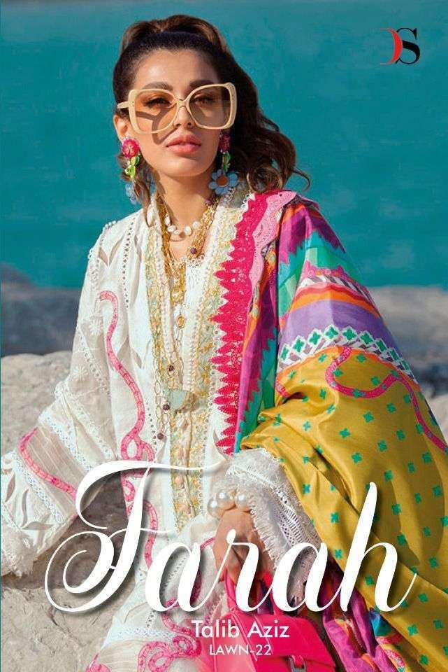 DEEPSY SUITS PRESENTS FARAH TALIB AZIZ LAWN VOL 22 COTTON EMBROIDERY WHOLESALE PAKISTANI