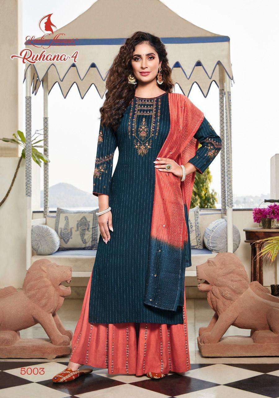 LADIES FLAVOUR PRESENTS RUHANA VOL 4 VISCOSE EMBROIDERY WHOLESALE READYMADE COLLECTION