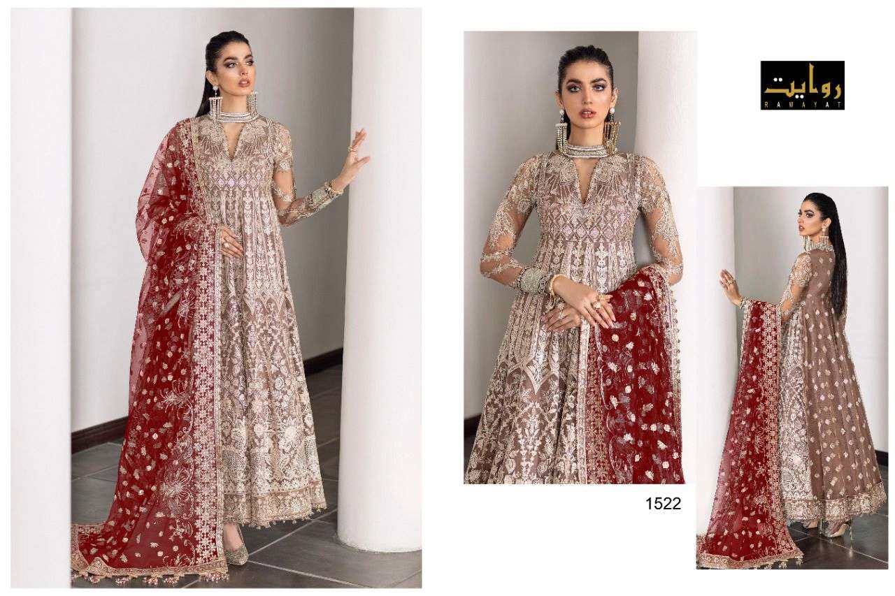 RAWAYAT PRESENTS AFROZEH VOL 5 NET WITH EMBROIDERY ALL OVER WHOLESALE PAKISTANI SUIT