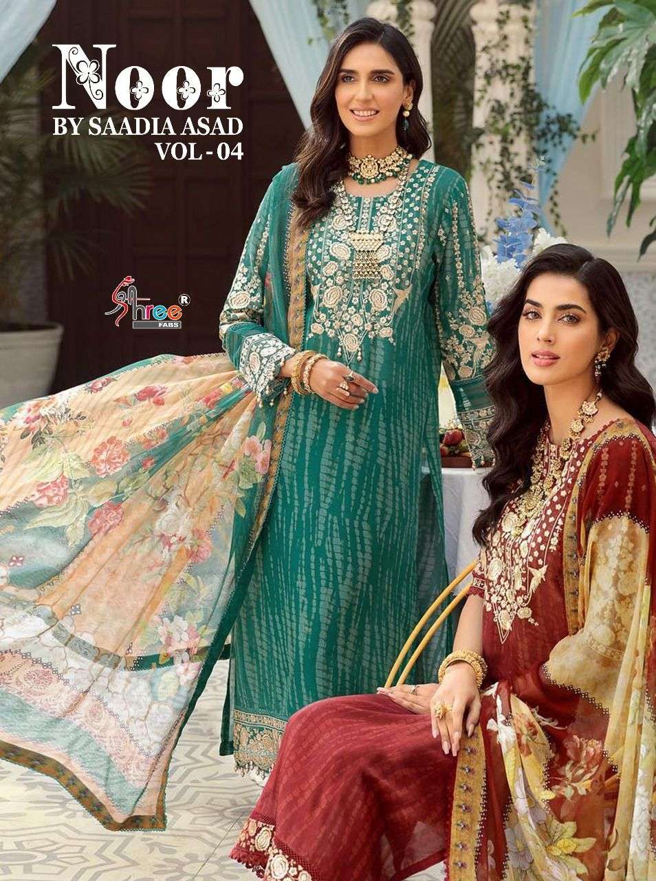 SHREE FABS PRESENTS NOOR BY SAADIA ASAD VOL 4 PURE COTTON EMBROIDERY WHOLESALE PAKISTANI SUIT