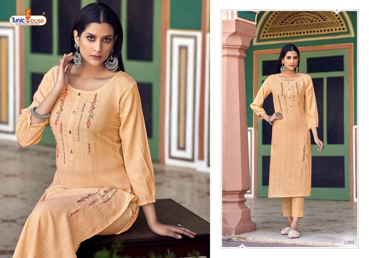 TUNIC HOUSE PRESENTS CLOUD VISCOSE RAYON WITH EMBROIDERY WHOLESALE KURTI