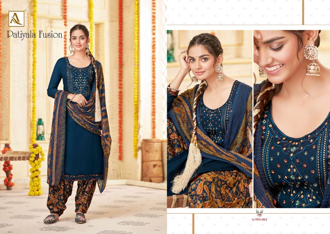 ALOK SUITS PRESENTS FUSION 4 VSCOSE RAYON EMBROIDERY WHOLESALE SALWAR KAMEEZ