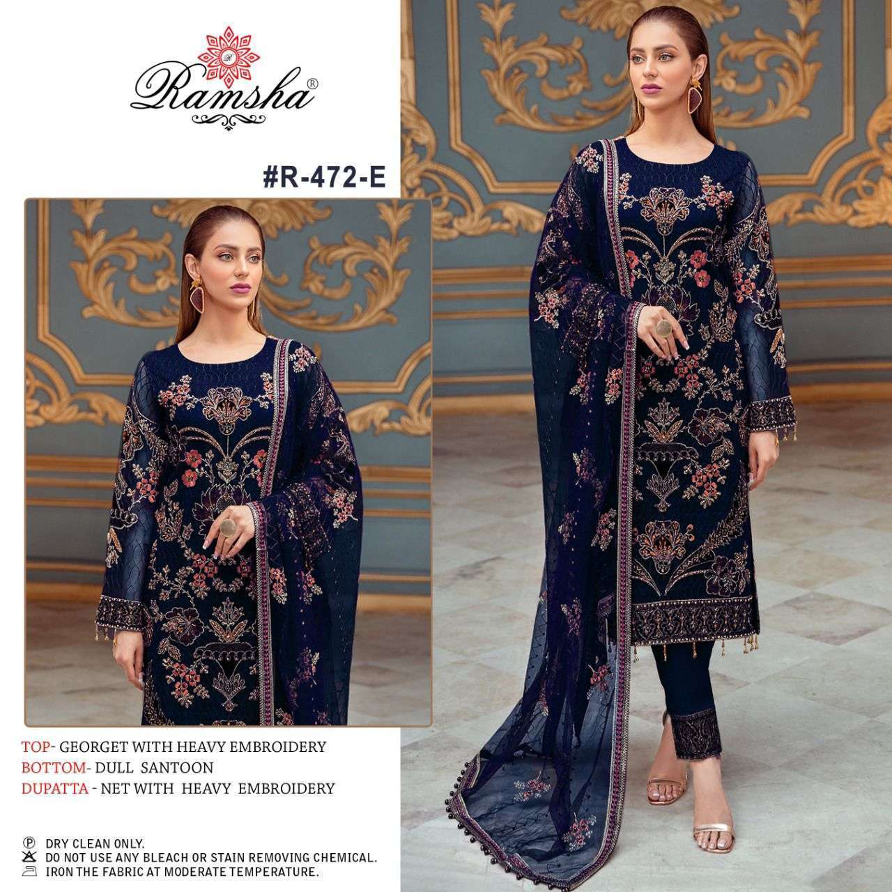 RAMSHA PRESENTS 472 GEORGETTE WITH EMBROIDERY WHOLESALE PAKISTANI SUIT