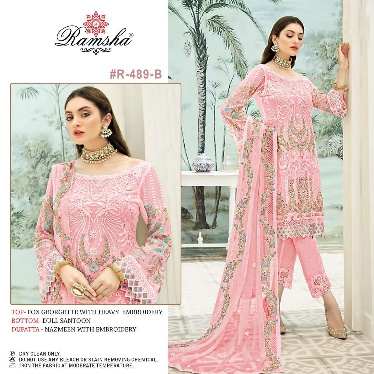 RAMSHA PRESENTS 489 NX GEORGETTE WITH EMBROIDERY WHOLESALE PAKISTANI SUIT