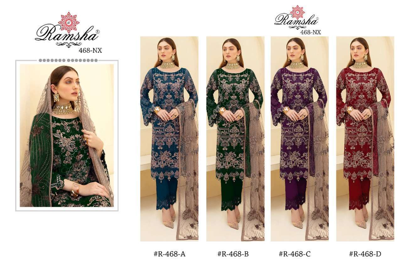 RAMSHA PRESENTS PRESENTS 468 NX GEORGETTE WITH EMBROIDERY WHOLESALE PAKISTANI SUIT