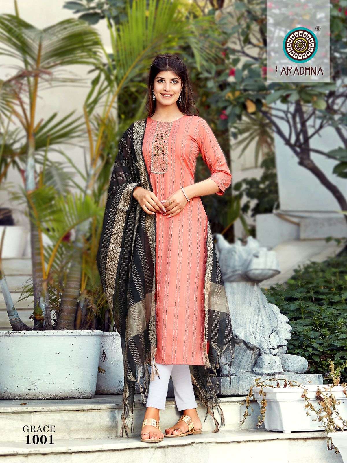 ARADHNA FASHION PRESENTS GRACE 1 WEAVE COTTON WITH EMBROIDERY WHOLESALE KURTI WITH DUPATTA