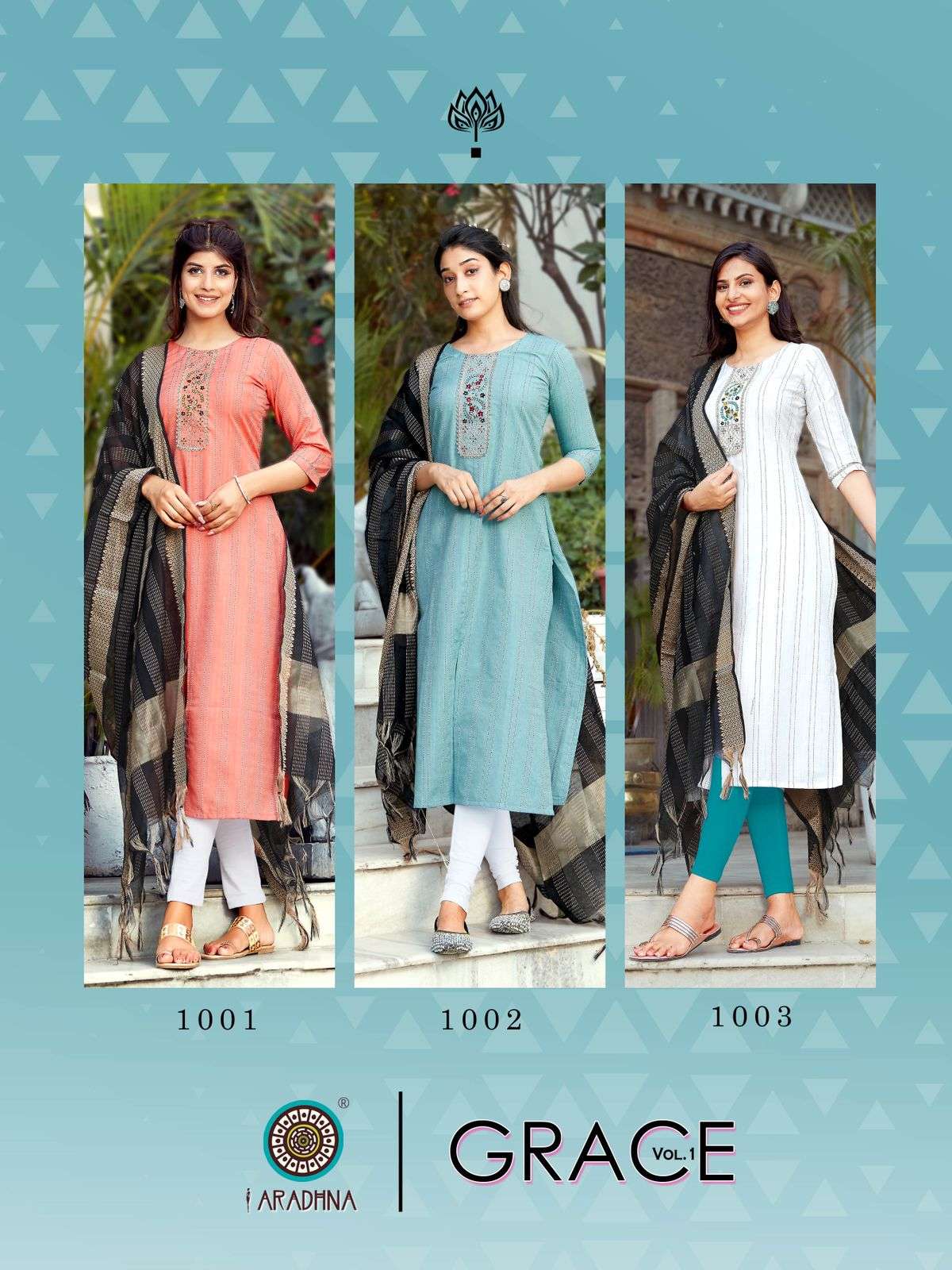 ARADHNA FASHION PRESENTS GRACE 1 WEAVE COTTON WITH EMBROIDERY WHOLESALE KURTI WITH DUPATTA