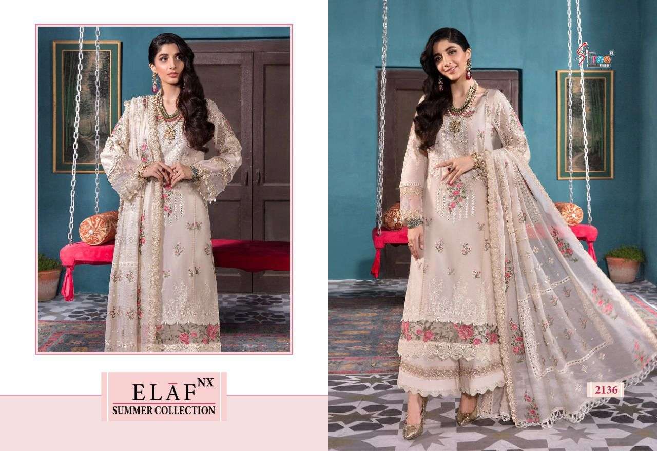 SHREE FABS PRESENTS ELAF NX COTTON SELF EMBROIDERY WHOLESALE PAKISTANI SUITS
