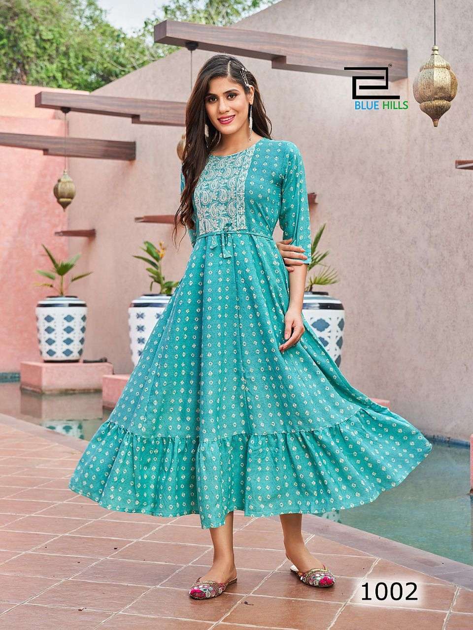 BLUE HILLS PRESENTS COLORS HEAVY RAYON PRINTED WHOLESALE GOWN