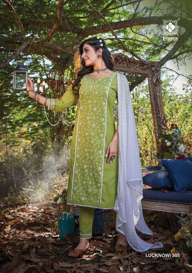 KIANA PRESENTS LUCKNOWI 3 COTTON LUCKNOWI EMBROIDERY WHOLESALE READYMADE COLLRCTION