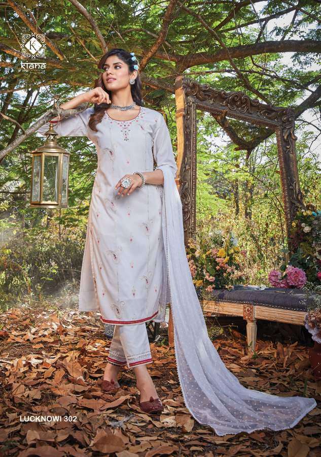 KIANA PRESENTS LUCKNOWI 3 COTTON LUCKNOWI EMBROIDERY WHOLESALE READYMADE COLLRCTION