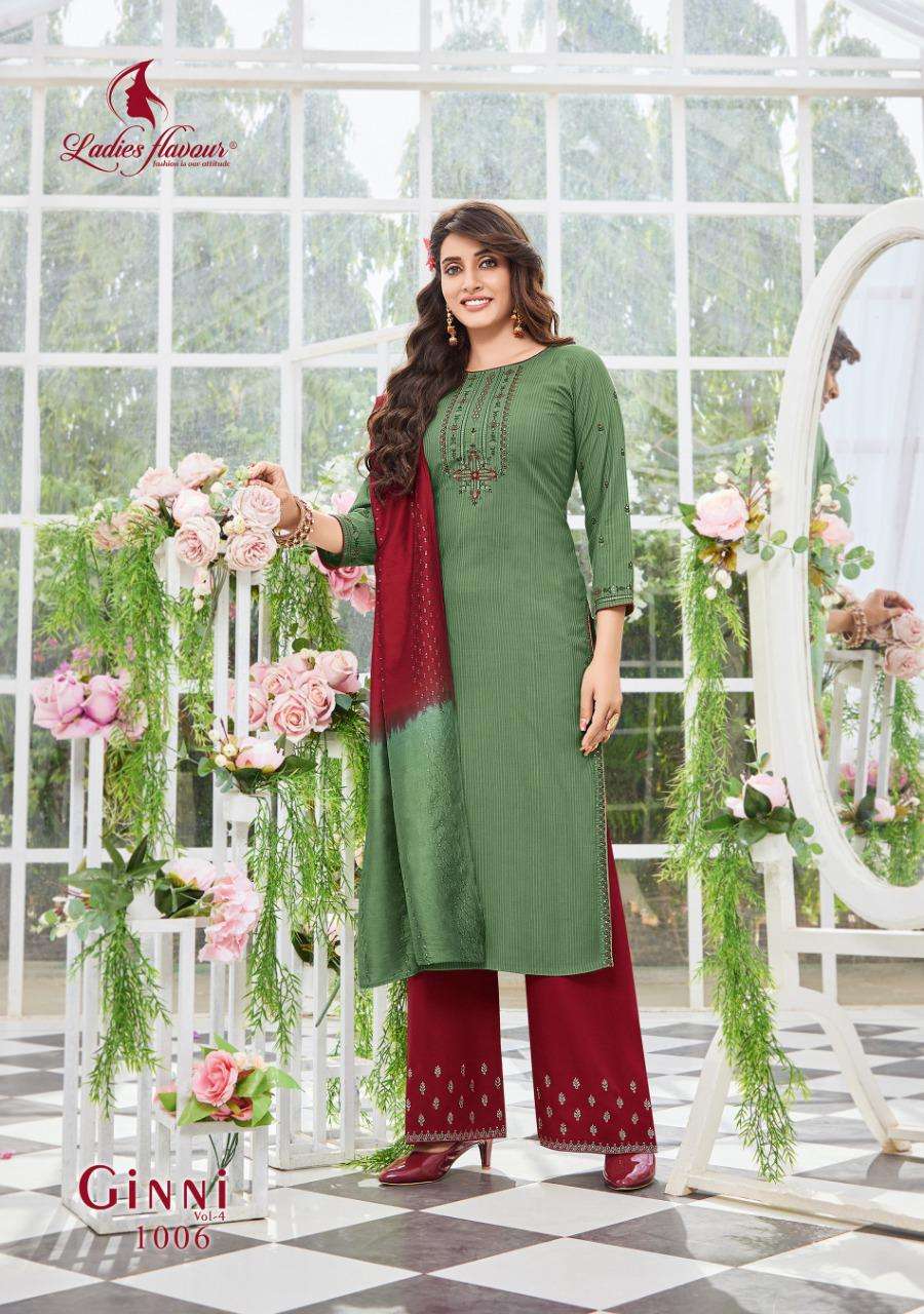 LADIES FLAVOUR PRESENTS GINNI 4 VISCOSE WEAVING EMBROIDERY WHOLESALE READYMADE COLLECTION