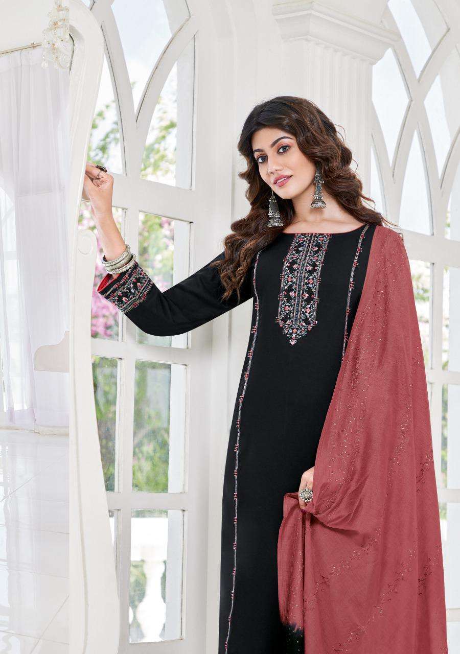 LADIES FLAVOUR PRESENTS PAVITRA 4 HEAVY RAYON EMBROIDERY WHOLESALE READYMADE COLLECTION