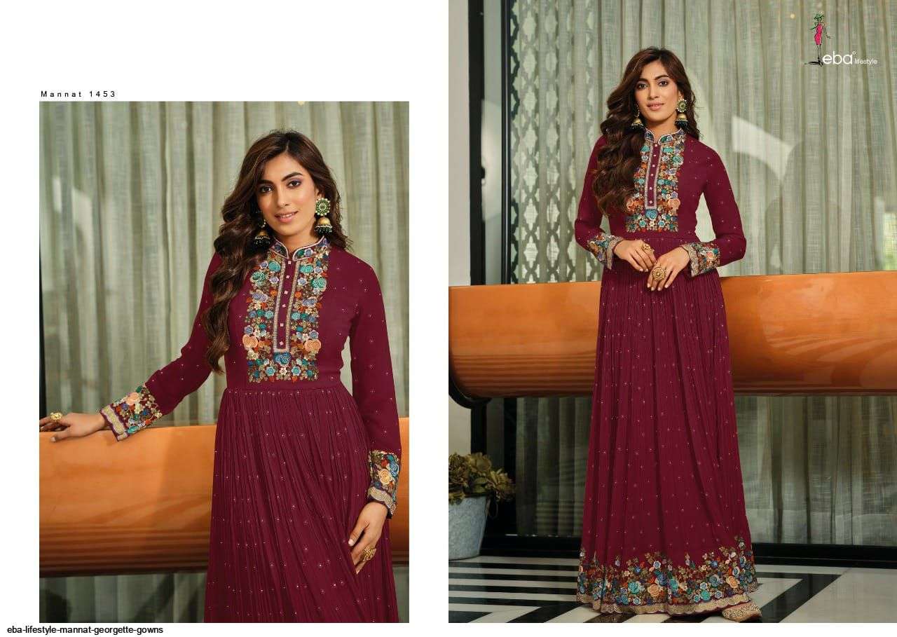 EBA LIFESTYLE PRESENTS MANNAT BLOOMING GEORGETTE EMBROIDERY WHOLESALE GOWN