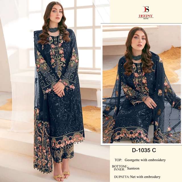 DEEPSY SUITS PRESENTS 1035 SERIERS GEORGETTE WITH EMBROIDERY WHOLESALE PAKISTANI SUIT