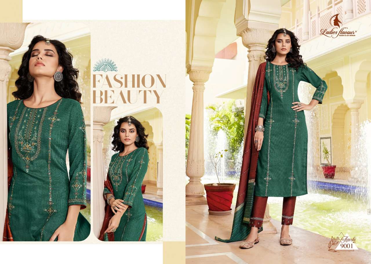 LADIES FLAVOUR PRESENTS AROHI HEAVY CHINON EMBROIDERY WHOLESALE READYMADE COLLECTION