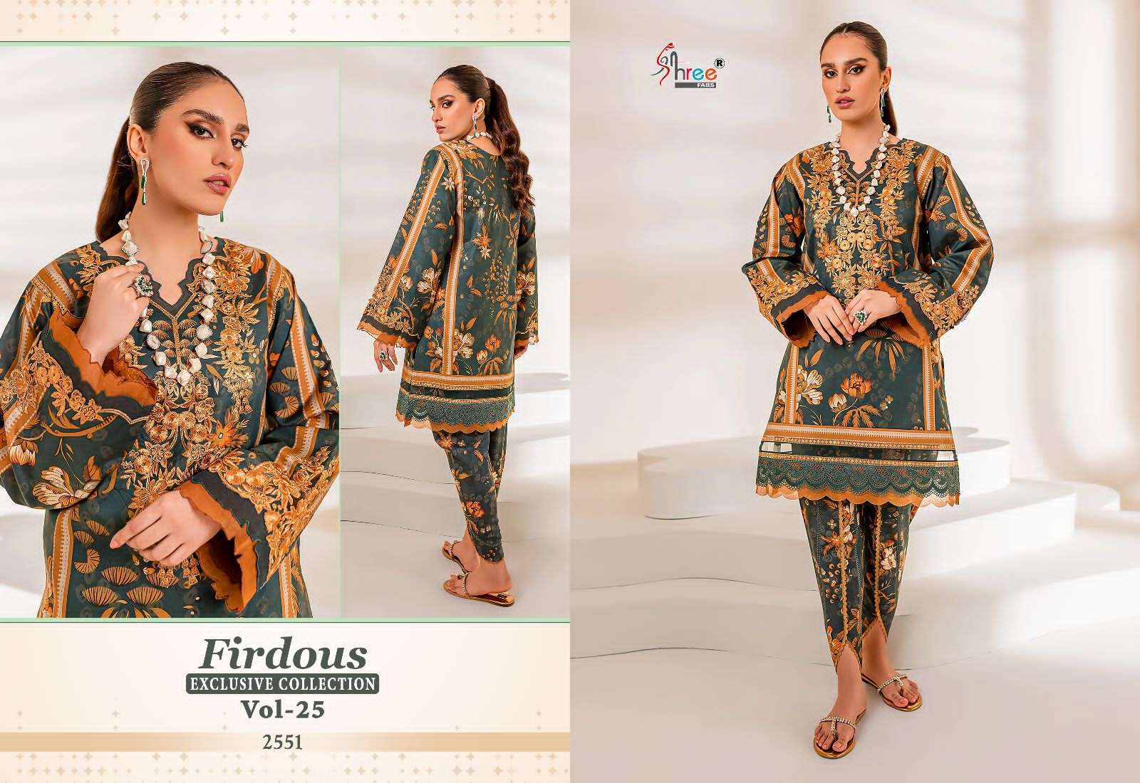 SHREE FABS PRESENTS FIRDOUS COLLECTION VOL 5 COTTON PRINT EMBROIDERY WHOLESALE PAKISTANI SUITS