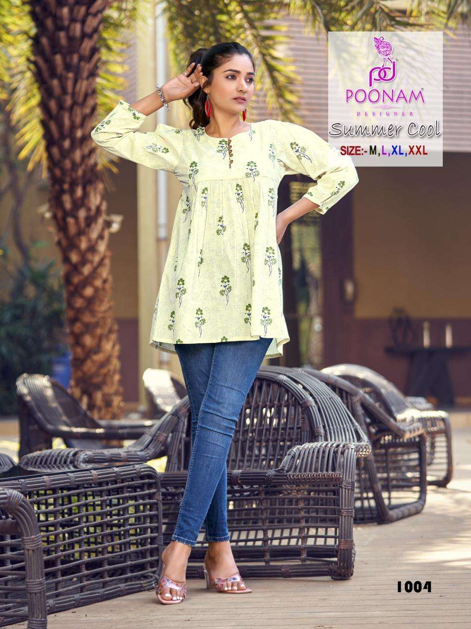 POONAM DESIGNER PRESENTS SUMMER COOL COTTON MAL PRINT WITH BUTTONS WHOLESALE WESTERN TOPS