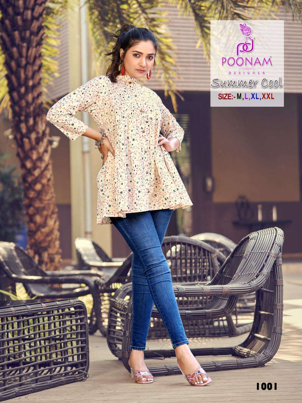 POONAM DESIGNER PRESENTS SUMMER COOL COTTON MAL PRINT WITH BUTTONS WHOLESALE WESTERN TOPS