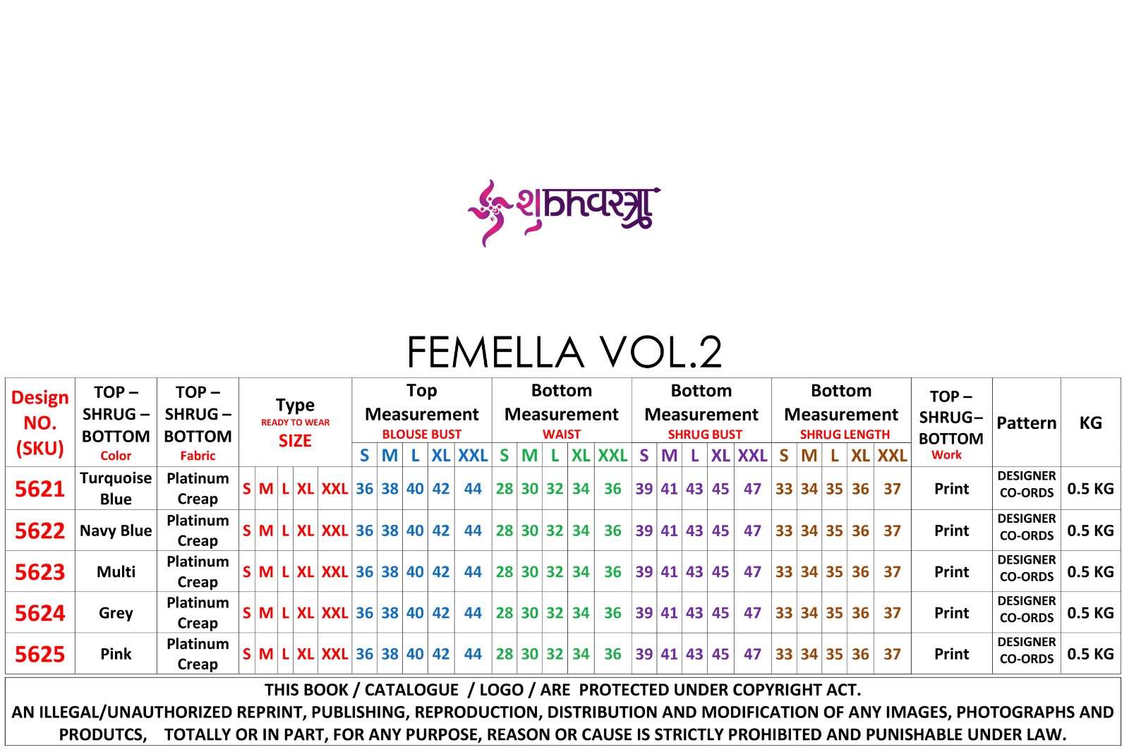 SHUBHKALA PRESENTS FEMELLA VOL 2 CREAPE DIGITAL PRINT WHOLESALE CORD SET COLLECTION