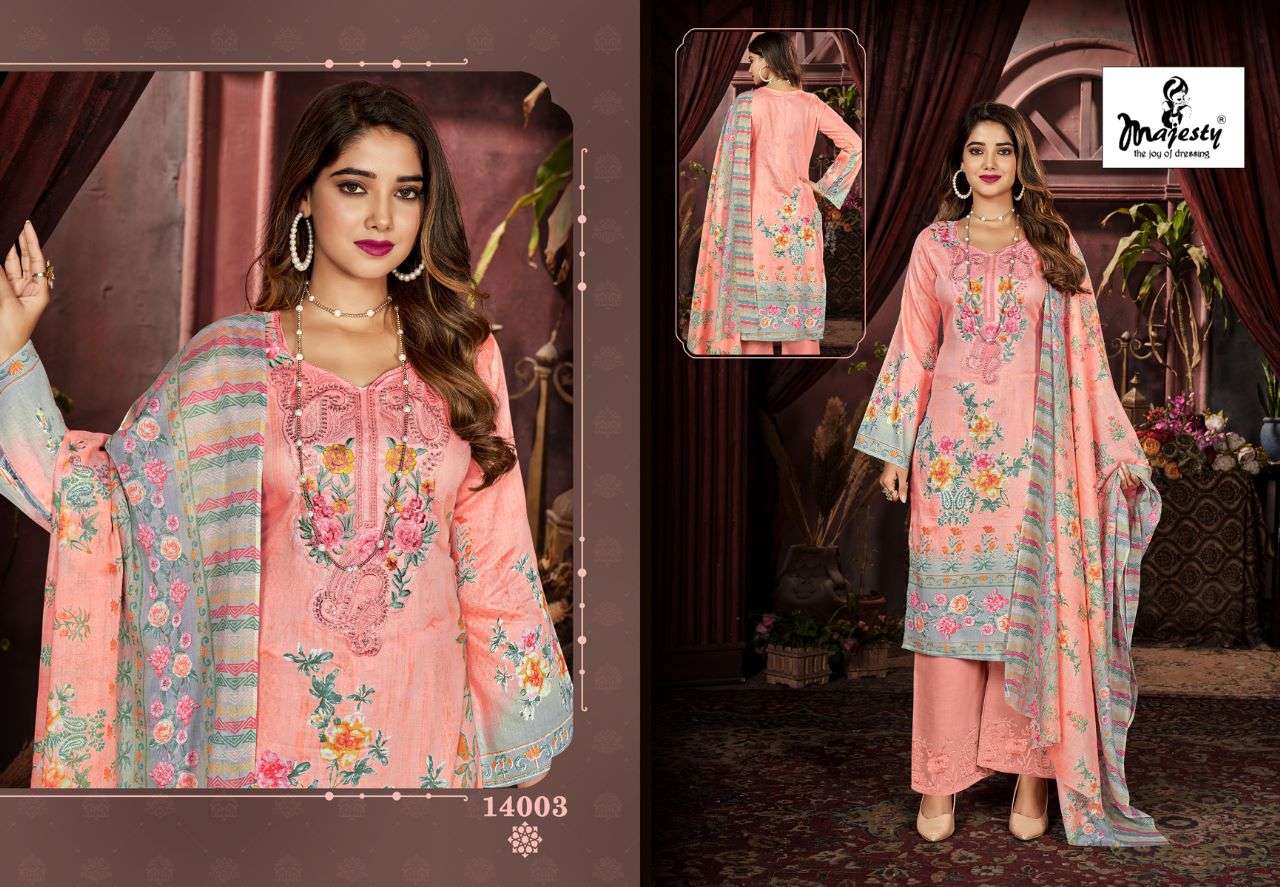 MAJESTY PRESENTS MARIA B LAWN VOL 14 JAAM COTTON WITH EMBROIDERY WHOLESALE PAKISTANI SUITS