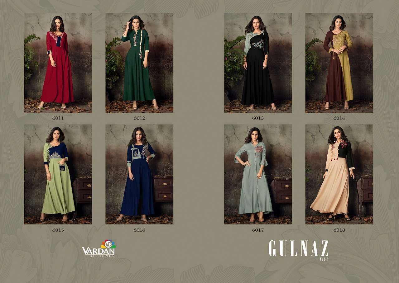VARDAN DESIGNER PRESENTS GULNAZ VOL 2 HEAVY RAYON WITH EMBROIDERY WHOLESALE GOWN