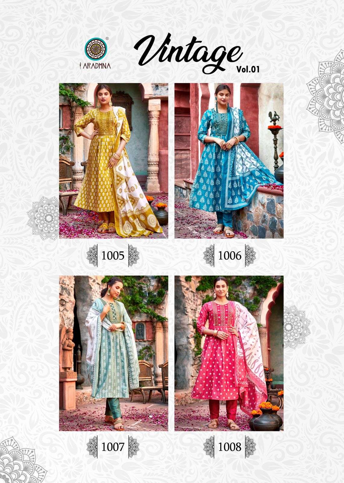 ARADHANA PRESENTS VINTAGE VOL 1 COTTON WITH FOIL PRINT EMBROIDERY WHOLESALE READYMADE COLLECTION